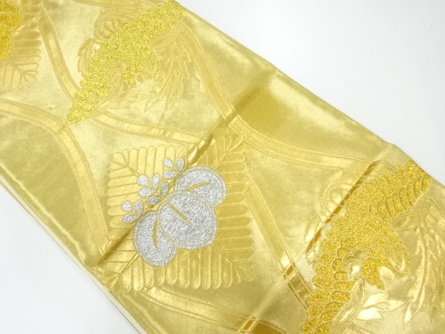 アンティーク　立涌に桐・鳳凰模様織出し袋帯（材料）